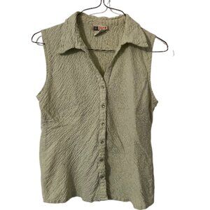 Faded Glory Stretch Women Medium Light Green Sleeveless Button Up Shirt